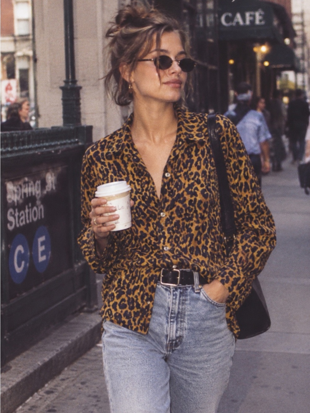 Vintage Compagnie Internationale Express Silk Leopard Print Shirt Size Small
